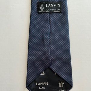 Mens Vintage Lanvin Paris Silk Tie Navy with Red Polka dots Classic